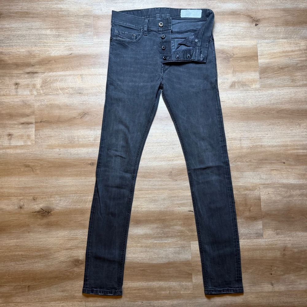 Diesel Tepphar Jeans Mens 28x32 Black Slim Carrot Fit Stretch Denim Pants 0674N